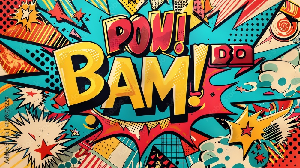 A colorful comic book style background with the words A colorful comic book style background with the words