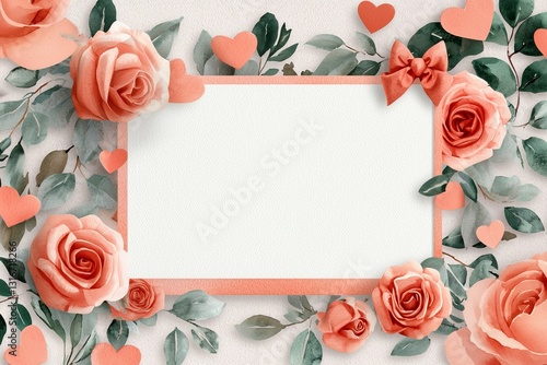 Romantic floral frame design digital art creative space elegant atmosphere close-up love concept