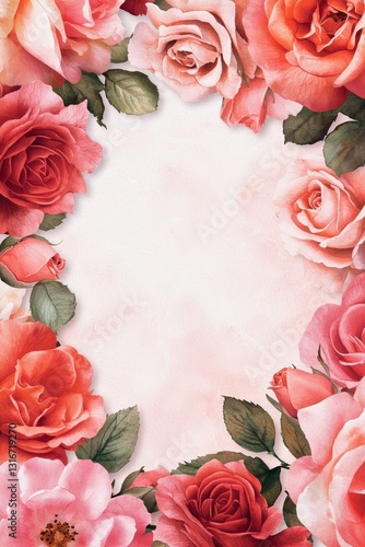Elegant floral frame design beautiful garden digital artwork romantic vibes close-up view aesthetic inspiration