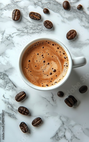 Savoring Aromatic Coffee Topped With Cocoa and Cinnamon on a Rustic Table