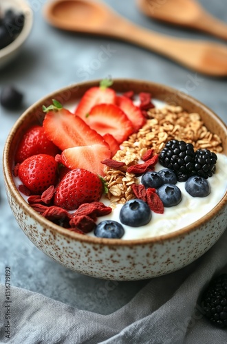 Deliciously Arranged Yogurt Bowl With Fresh Fruits and Granola for a Healthy ...