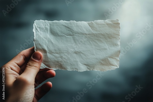 Hand Holding a Crumpled Piece of Paper Against a Textured Background