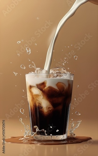 Splash of Ice in a Drink Glass Creating Liquid Droplets in Warm Lighting