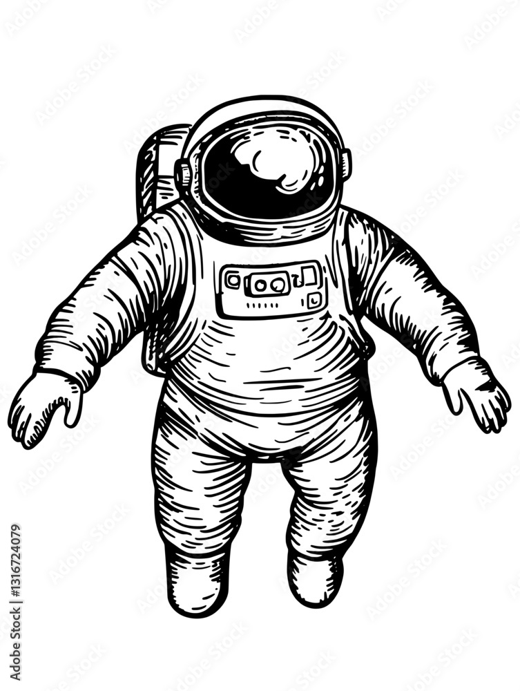 Exploration of the cosmos captured in a whimsical astronaut design with intricate detailing and a bold style Exploration of the cosmos captured in a whimsical astronaut design with intricate detailing and a bold style