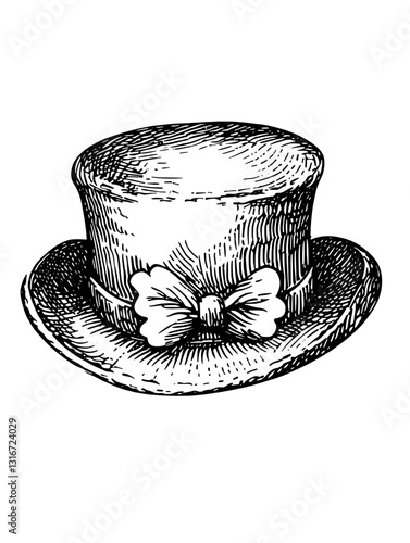 Vintage top hat with bow illustration showcasing elegance and classic style