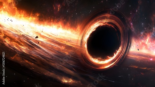 14. A mysterious black hole lurking at the edge of the solar system, surrounded by distorted space-time