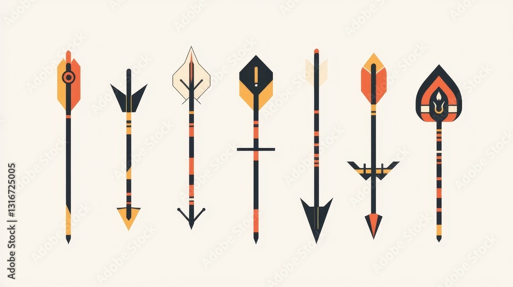 Seven Arrows Displaying Different Designs And Unique Decorative Elements Seven Arrows Displaying Different Designs And Unique Decorative Elements