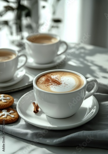 Warm Coffee With Cinnamon and Cookies in a Cozy Indoor Setting During Afternoon