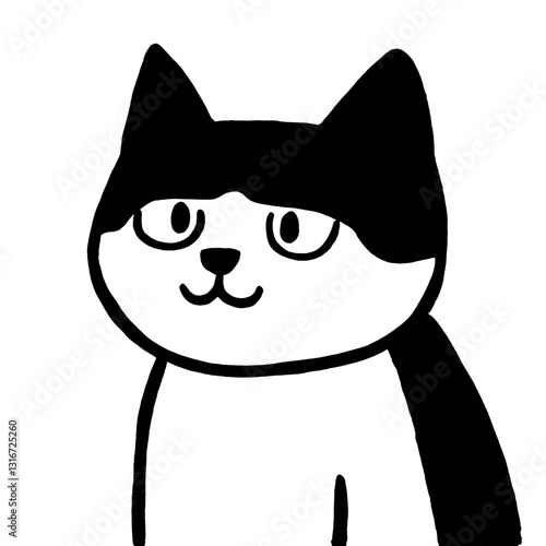 Whimsical black and white vector cat illustration inviting joy and curiosity to feline lovers in a charming artistic style