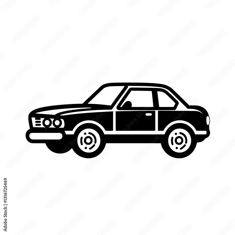 Classic black car vector illustration showcasing a sleek design with detailed features, perfect for automotive enthusiasts and graphic projects Classic black car vector illustration showcasing a sleek design with detailed features, perfect for automotive enthusiasts and graphic projects