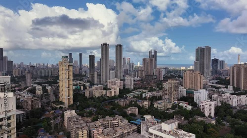 Wallpaper Mural Aerial view of Mumbai City, Maharashtra, India. Drone shot of Mumbai skyline, beautiful cloudy weather during monsoon Torontodigital.ca
