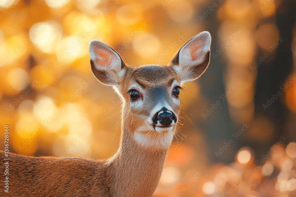 young deer with soft features in golden autumn setting young deer with soft features in golden autumn setting