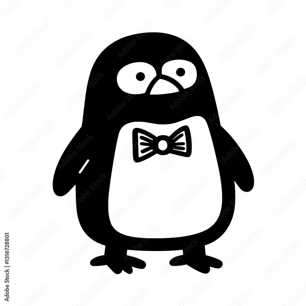 Obraz premium Charming penguin wearing a bow tie ready for a winter celebration or a formal gathering in a whimsical design