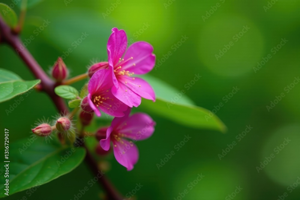 Purple Himalayan Balsam Impatiens glandulifera on green tree branch, botanicals, plants, alpine flowers Purple Himalayan Balsam Impatiens glandulifera on green tree branch, botanicals, plants, alpine flowers