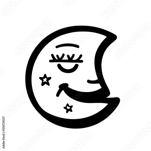 Charming smiling moon character with playful stars inviting dreams on a starry night