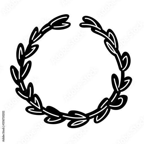 This artful design features a classic laurel wreath, rich in history and meaning