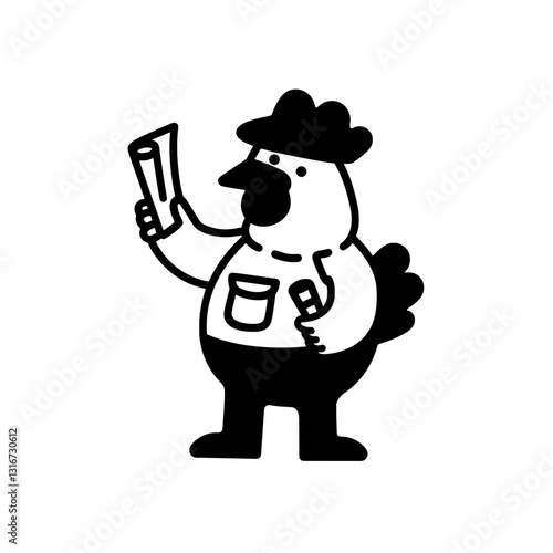 Colorful vector design featuring a cheerful character holding plans and tools in a whimsical style that exudes creativity and playfulness