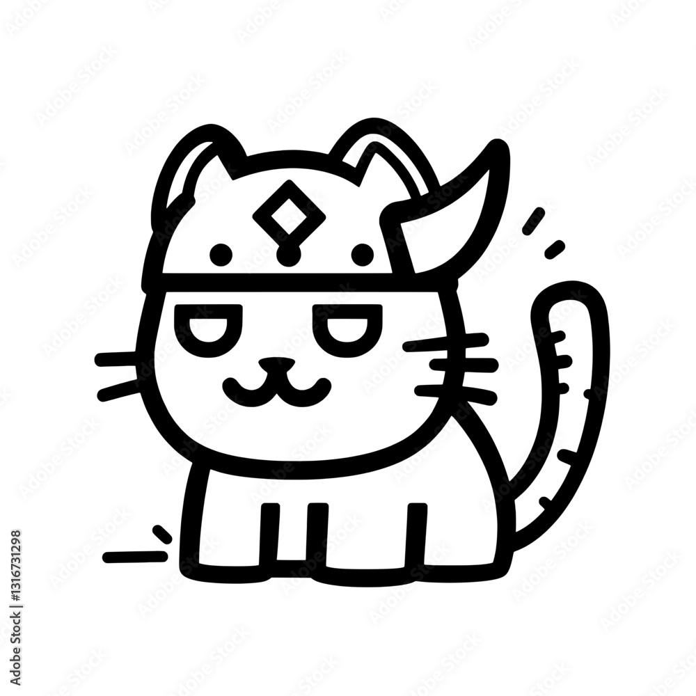Fototapeta premium Cute cartoon cat wearing a helmet, radiating charm and bravery in a playful fantasy setting