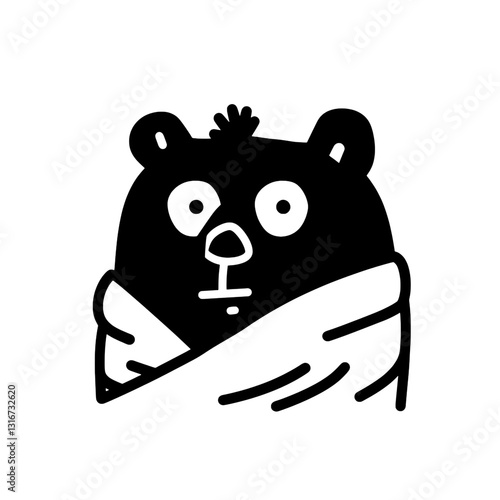 Curious bear wrapped in a cozy blanket enjoying a quiet moment of introspection during a peaceful afternoon