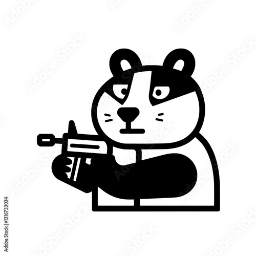 Panda character depicting an unexpected twist with a toy gun in a playful and imaginative design scenario