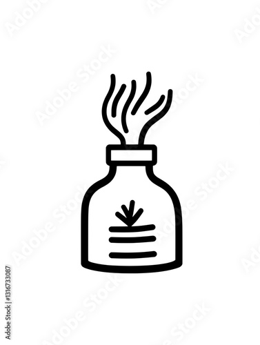 Artistic representation of a potion bottle with swirling steam, exuding creativity and mystique in a fantasy setting