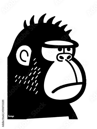 Bold vector representation of a gorilla with a distinctive expression emphasizing strength and charisma
