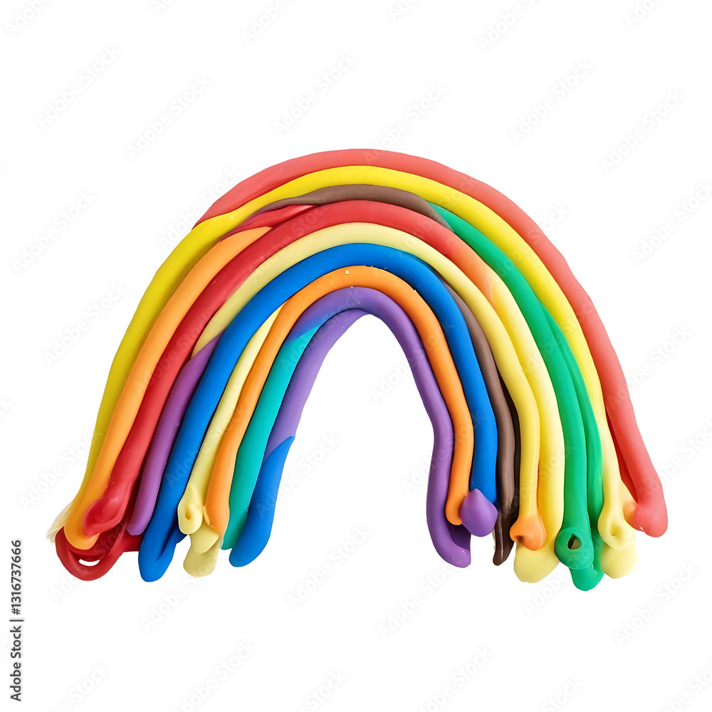 Naklejka premium Bright vector rainbow spectrum curves illustrate a colorful abstract sky design