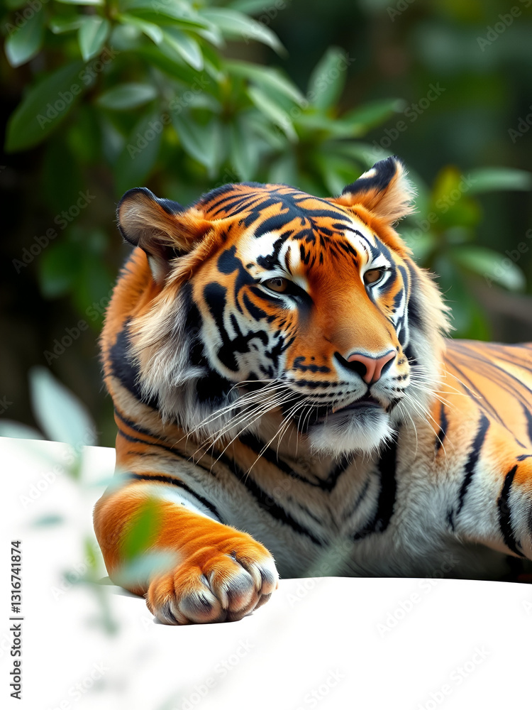 Fototapeta premium Relax tiger Isolated on Transparent Background