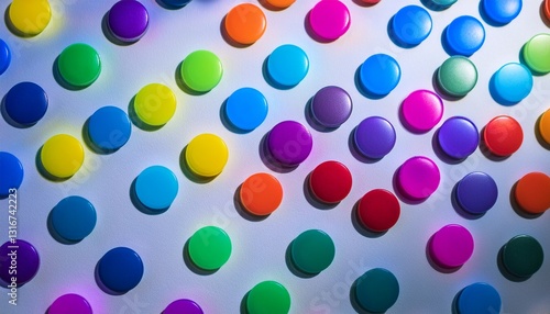 The vibrant dots evoke feelings of joy and creativity.  