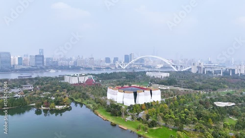 Explore the Aerial Beauty of Shanghai World Expo Culture Park and Its Stunning City Skyline