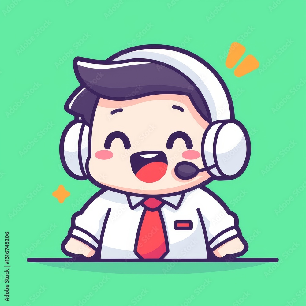 Cartoon Support Agent Smiling Cartoon Support Agent Smiling