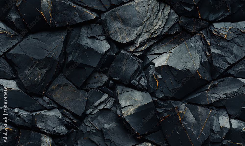 Dark stone texture background showing rough surface with golden streaks Dark stone texture background showing rough surface with golden streaks