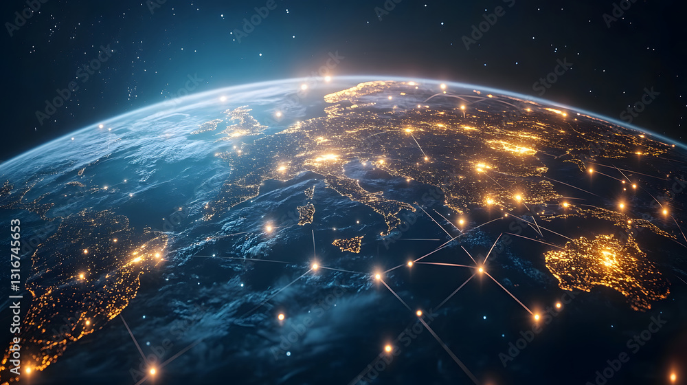 digital globe, Communication technology with global internet network connected in Europe. Telecommunication and data transfer european connection links. IoT, finance, business, blockchain, security. digital globe, Communication technology with global internet network connected in Europe. Telecommunication and data transfer european connection links. IoT, finance, business, blockchain, security.