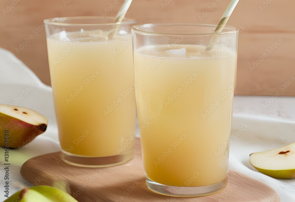 glass of fresh pear juice glass of fresh pear juice
