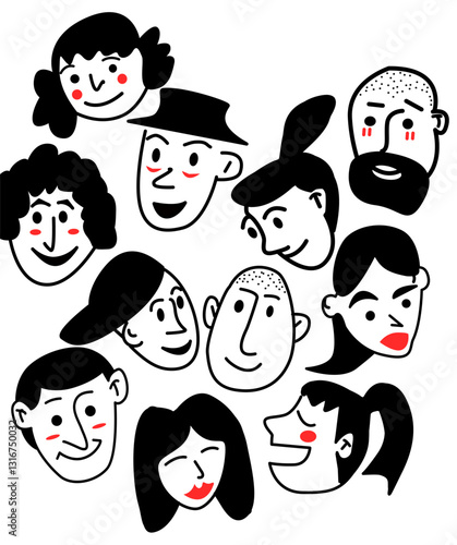 Illustration of some human faces