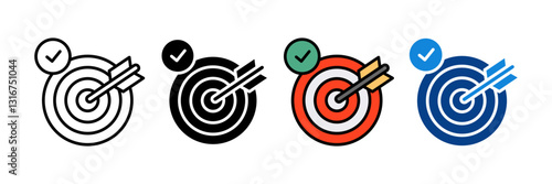 Target Achieved Icon Set Multiple Style Collection