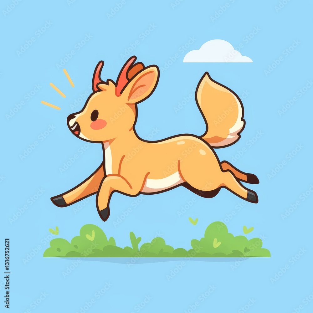 Cute Deer Leaping Skyward Cute Deer Leaping Skyward
