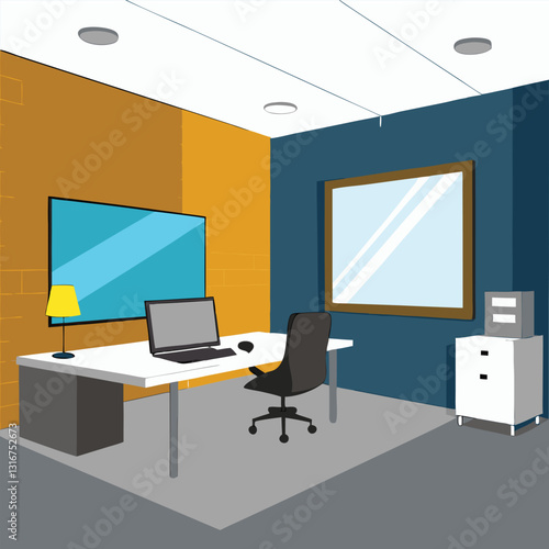 modern office interior with blank white wall vector image on white background