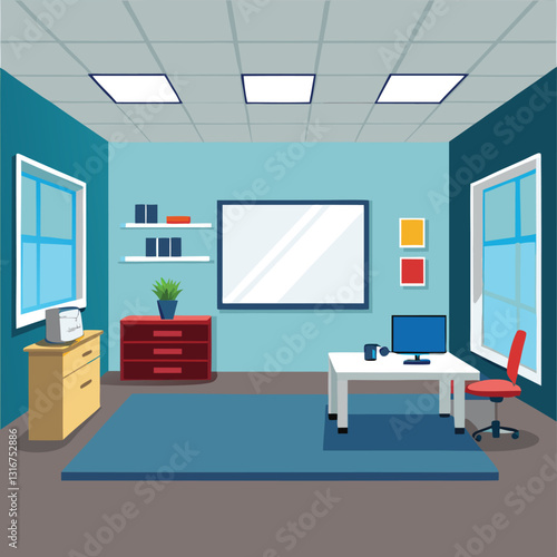 modern office interior with blank white wall vector image on white background