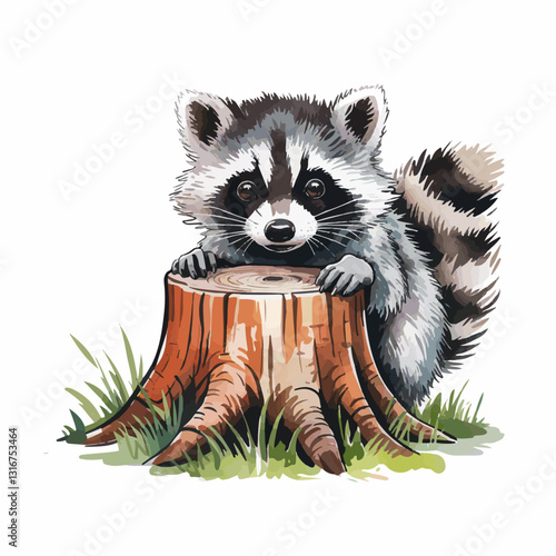 Cute  raccoon vector illustration