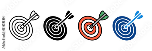 Target Dartboard Icon Set Multiple Style Collection