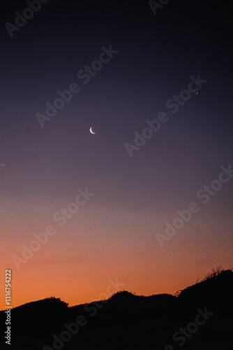 moon on the sky after sunset