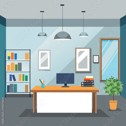 modern office interior with blank white wall vector image on white background