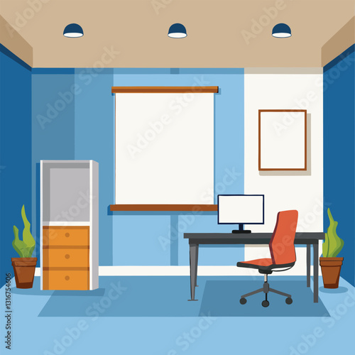 modern office interior with blank white wall vector image on white background