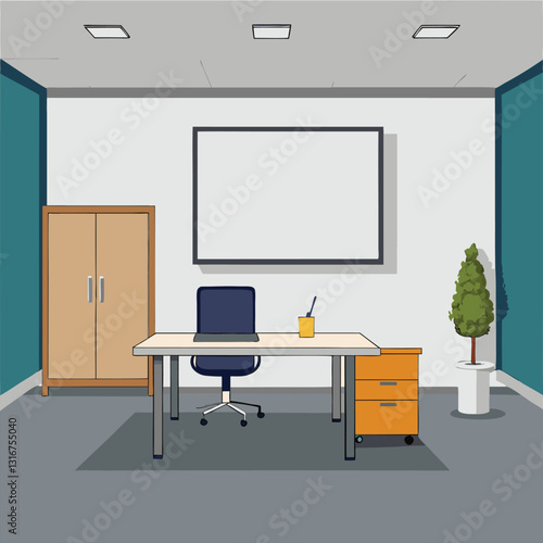 modern office interior with blank white wall vector image on white background