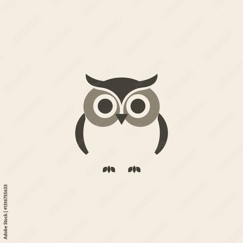 Obraz premium Stylized Owl Illustration Geometric Bird Design Minimalist Animal Graphic