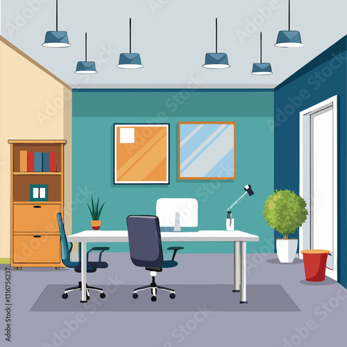 modern office interior with blank white wall vector image on white background