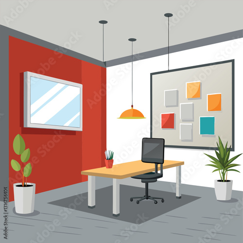 modern office interior with blank white wall vector image on white background