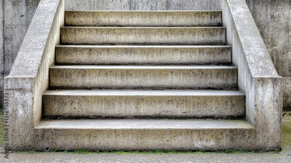 Concrete Steps Leading Up to a Plain Gray Wall in Urban Setting
