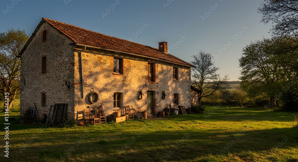 Fototapeta premium Rustic Countryside Farmhouse with Vintage Decor